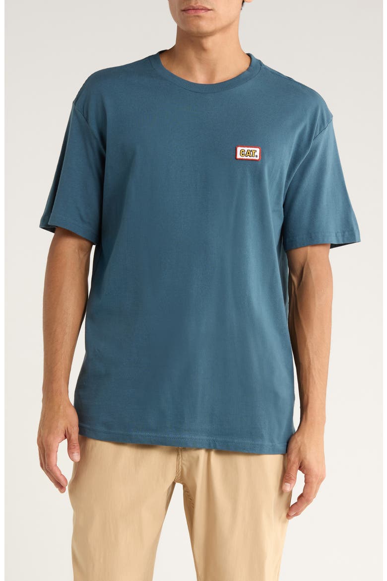 Cat Patch Cotton Boxy T-Shirt, Main, color, ORION BLUE