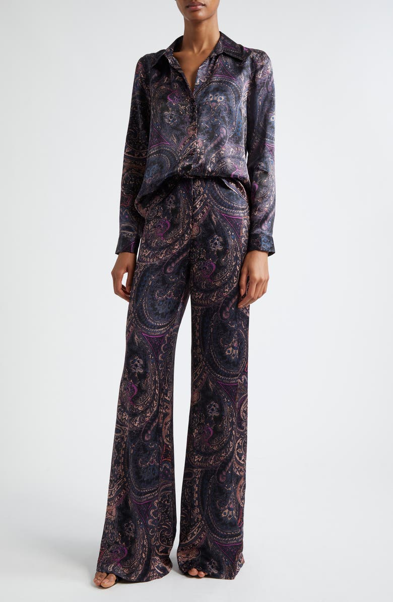 L'AGENCE Tyler Paisley Print Long Sleeve Silk Button-Up Shirt, Alternate, color, 