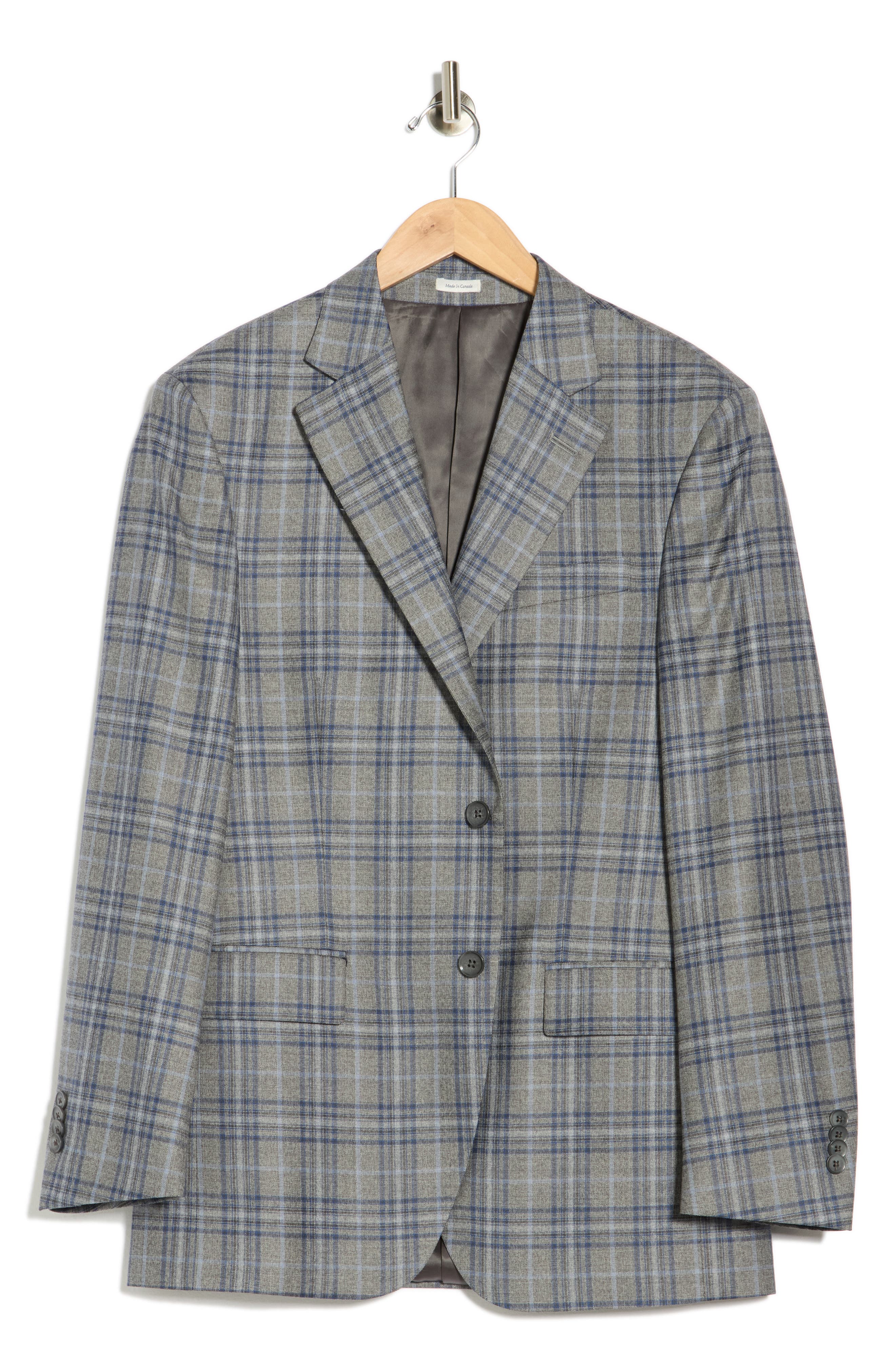 Peter Millar Mid Grey Plaid Wool Blazer