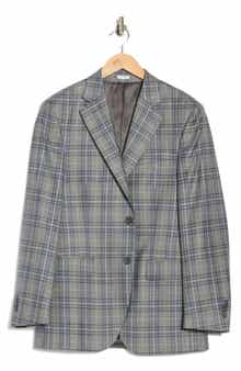 Peter Millar Mid Grey Plaid Wool Blazer