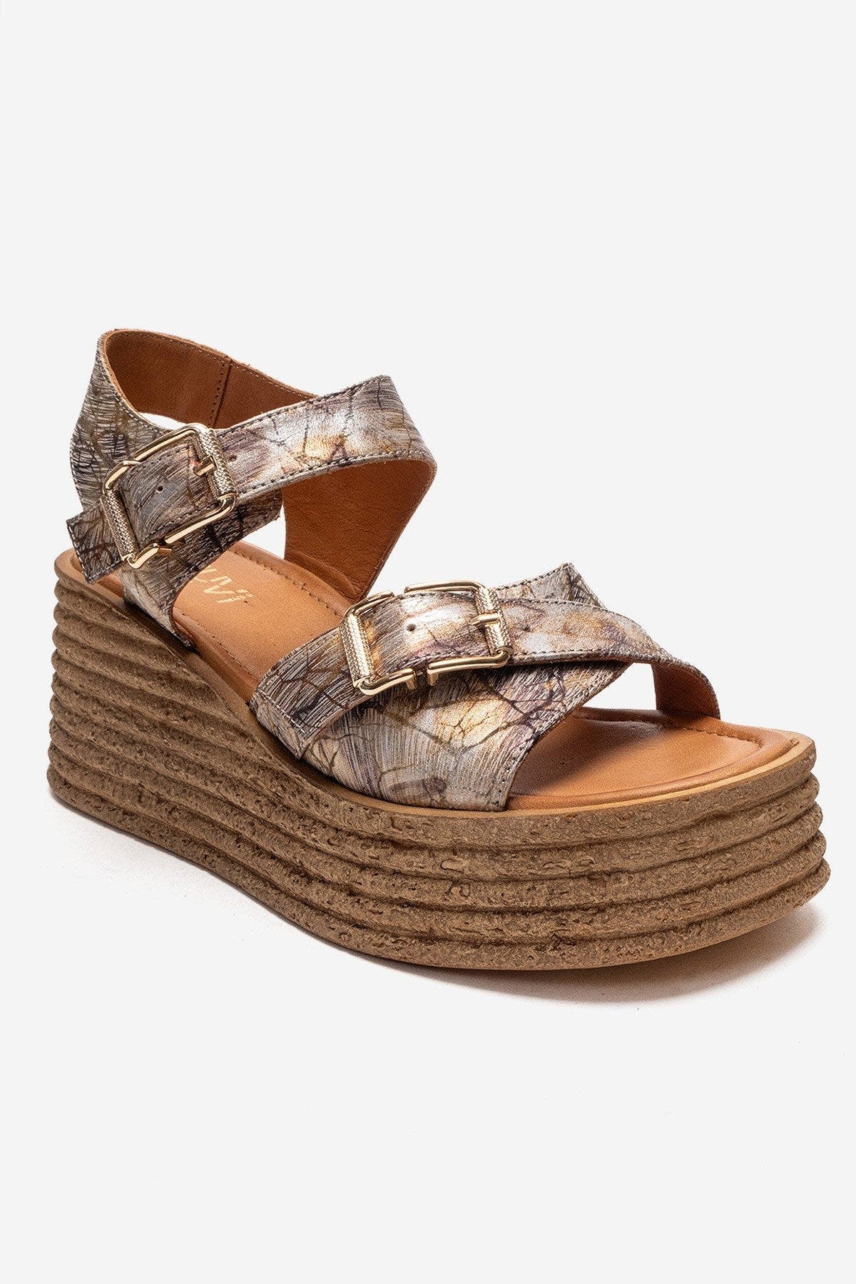 Forever & Always Shoes Mirette Leather Platform Sandal, Alternate, color, Gold