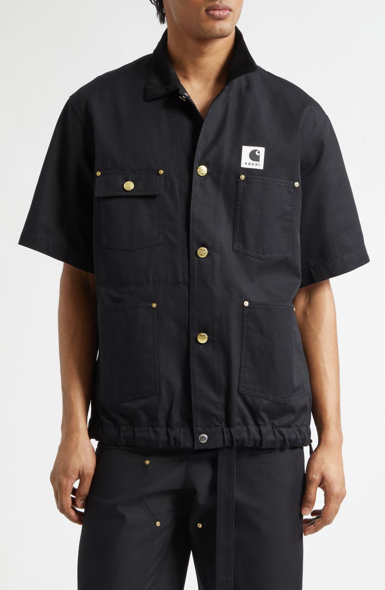Sacai Carhartt WIP Duck Canvas Shirt, Main, color, Black