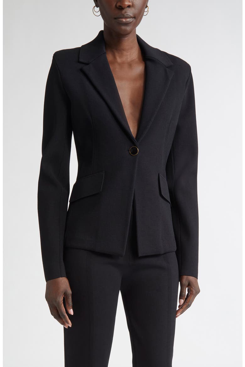 Harper One-Button Knit Jacket, Main, color, BLACK