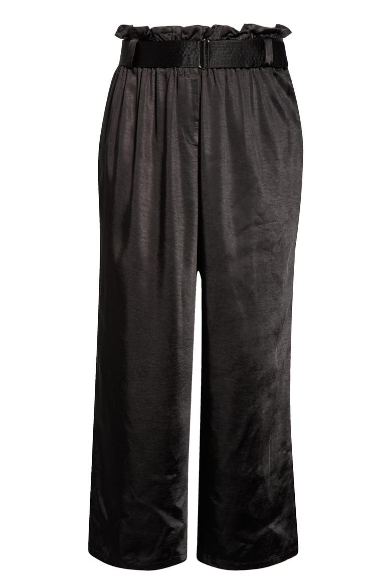 Nyssa Cole Belted High Waist Wide Leg Pants, Alternate, color, BLACK