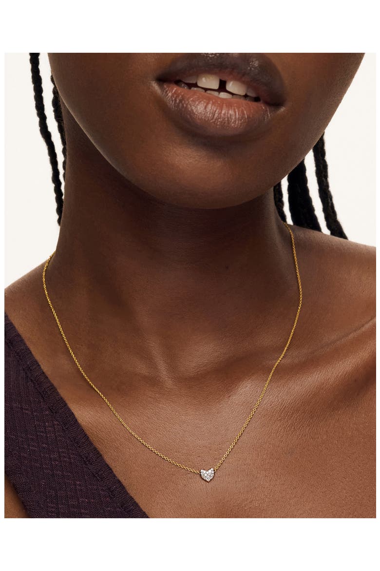 Lab-Created Diamond Heart Charm Necklace, Alternate, color, 18K GOLD VERMEIL