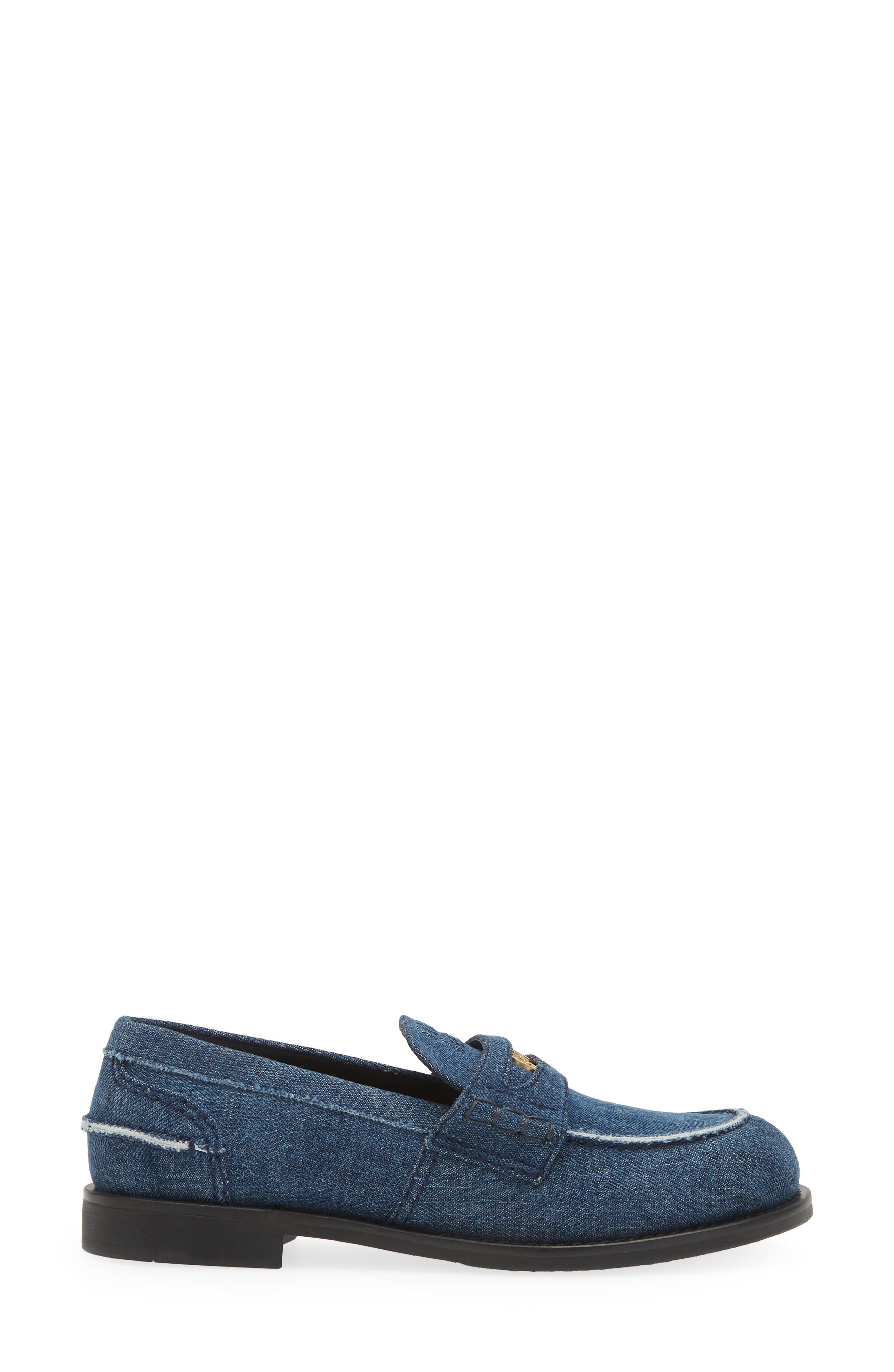 Miu Miu Denim Penny Loafer, Alternate, color, 