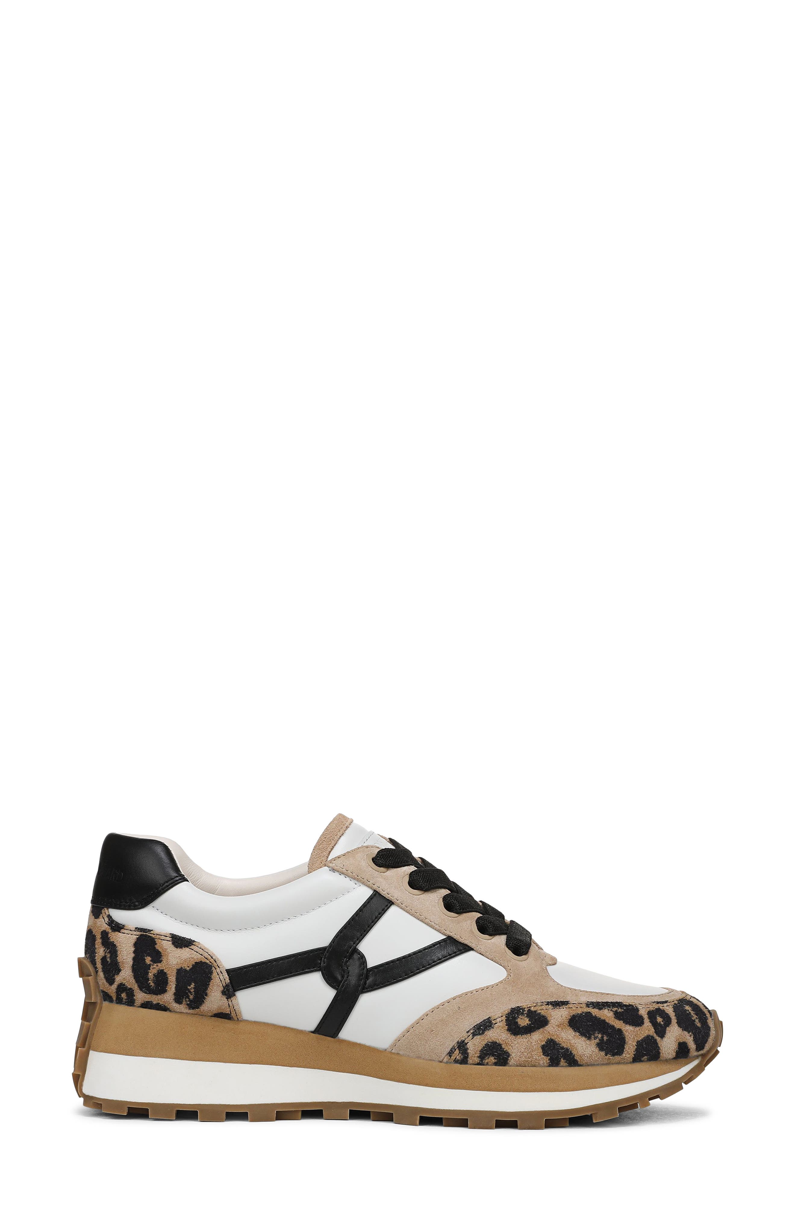 Veronica Beard Valentina Leopard Contrast Sneaker, Alternate, color, Leopard/ Sand/ Black