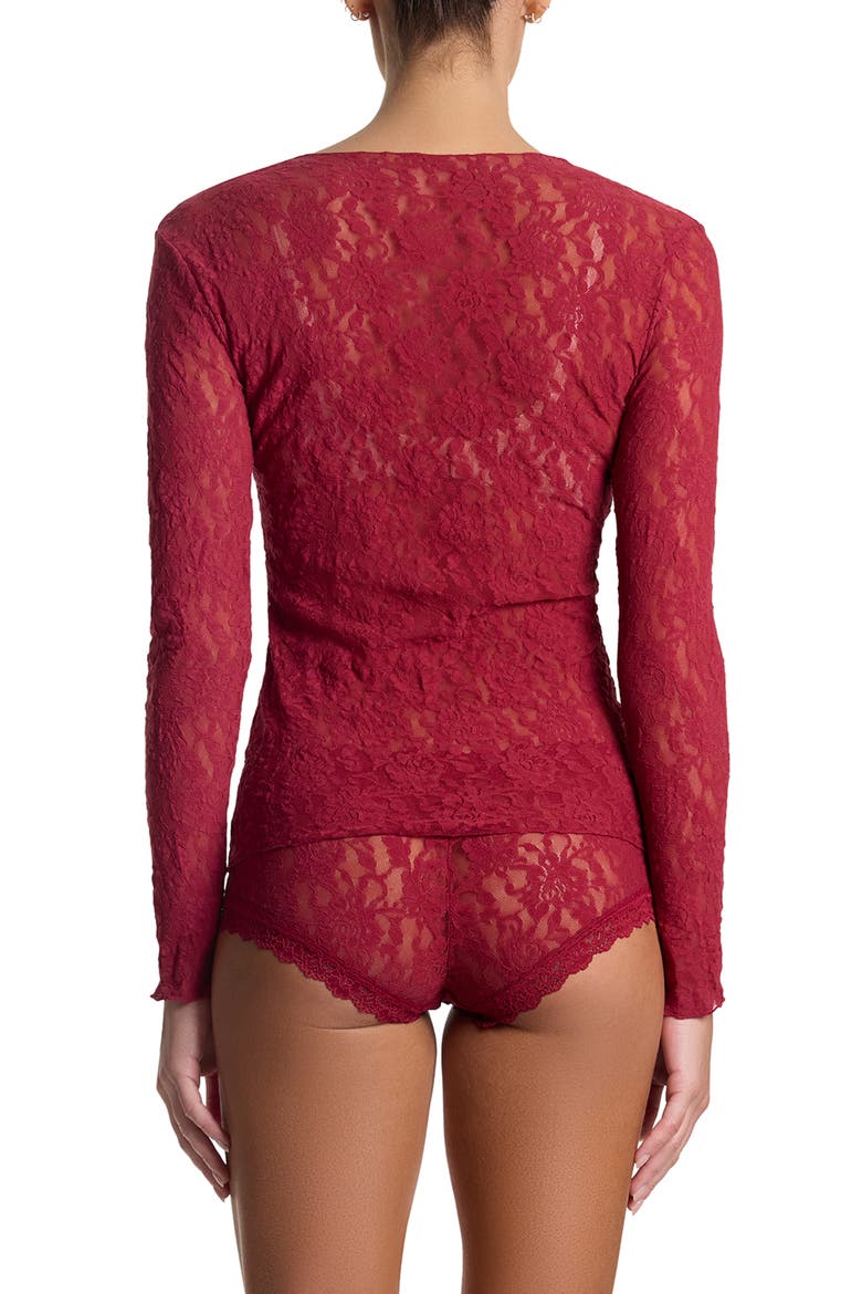 Signature Lace Long Sleeve Top, Alternate, color, WILD BERRIES RED