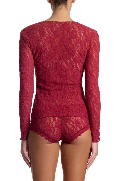 Hanky Panky Signature Lace Long Sleeve Top In Red