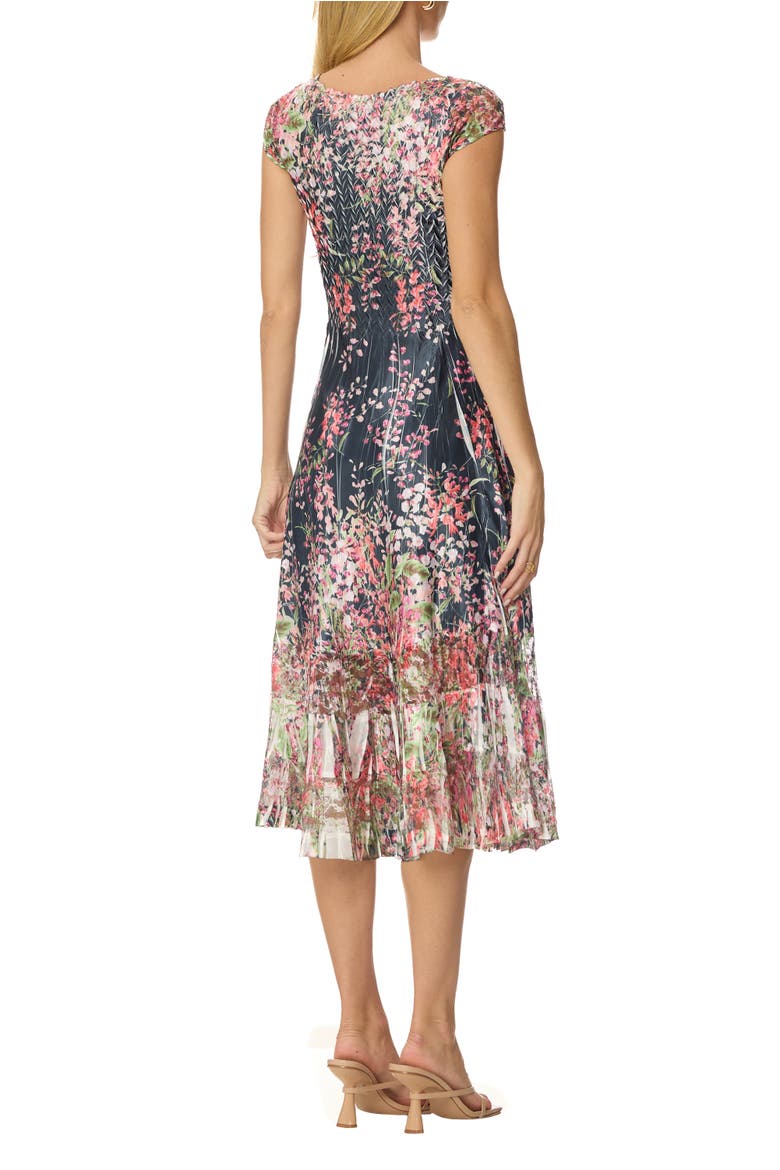 Border Print Charmuese Dress with Cap Sleeves, Alternate, color, Spider Orchid