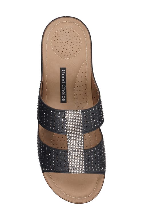 Gc Shoes Carrie Rhinestone Wedge Sandal In Black