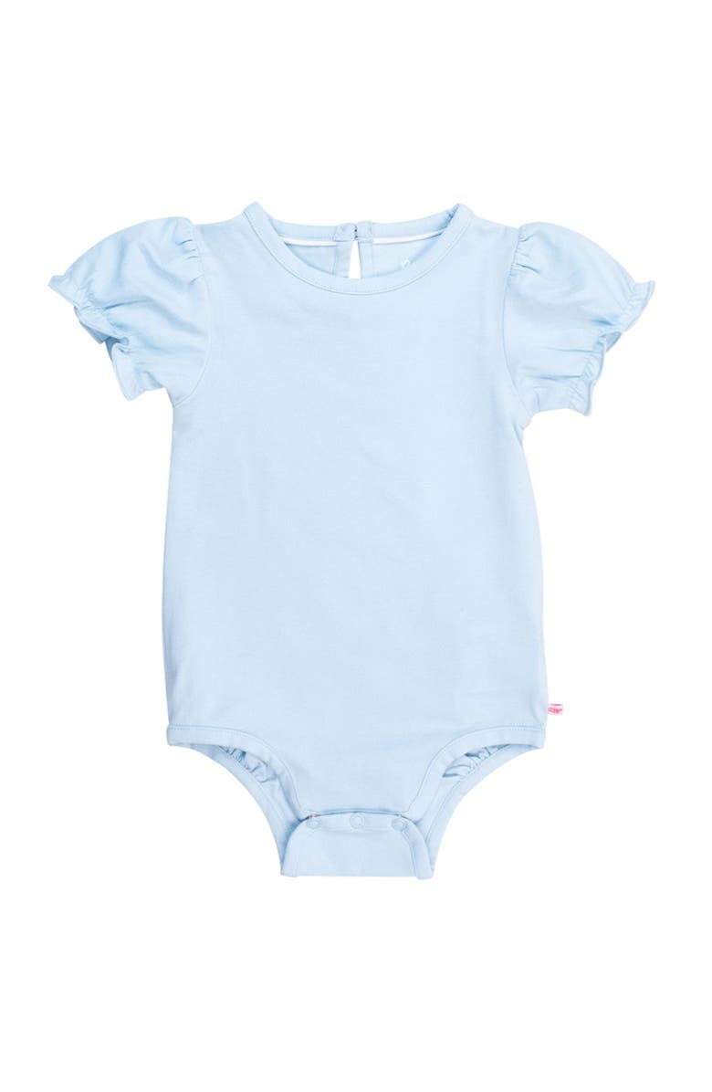 RuffleButts Baby/Toddler Girls Knit Puff Short Sleeve Bodysuit, Main, color, Light Blue