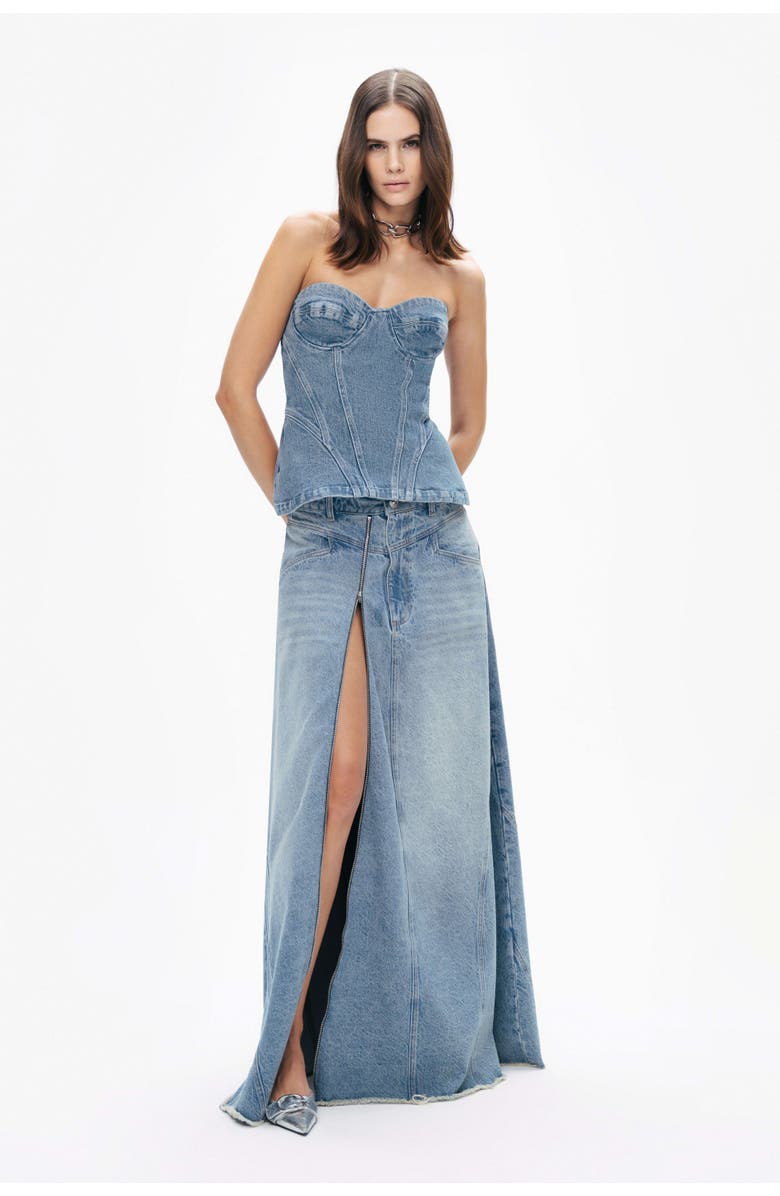 Nocturne Sweetheart Neckline Denim Blouse, Alternate, color, 