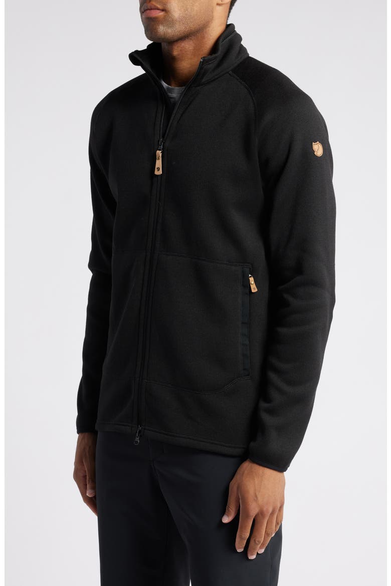 Övik Fleece Zip Sweater, Alternate, color, BLACK