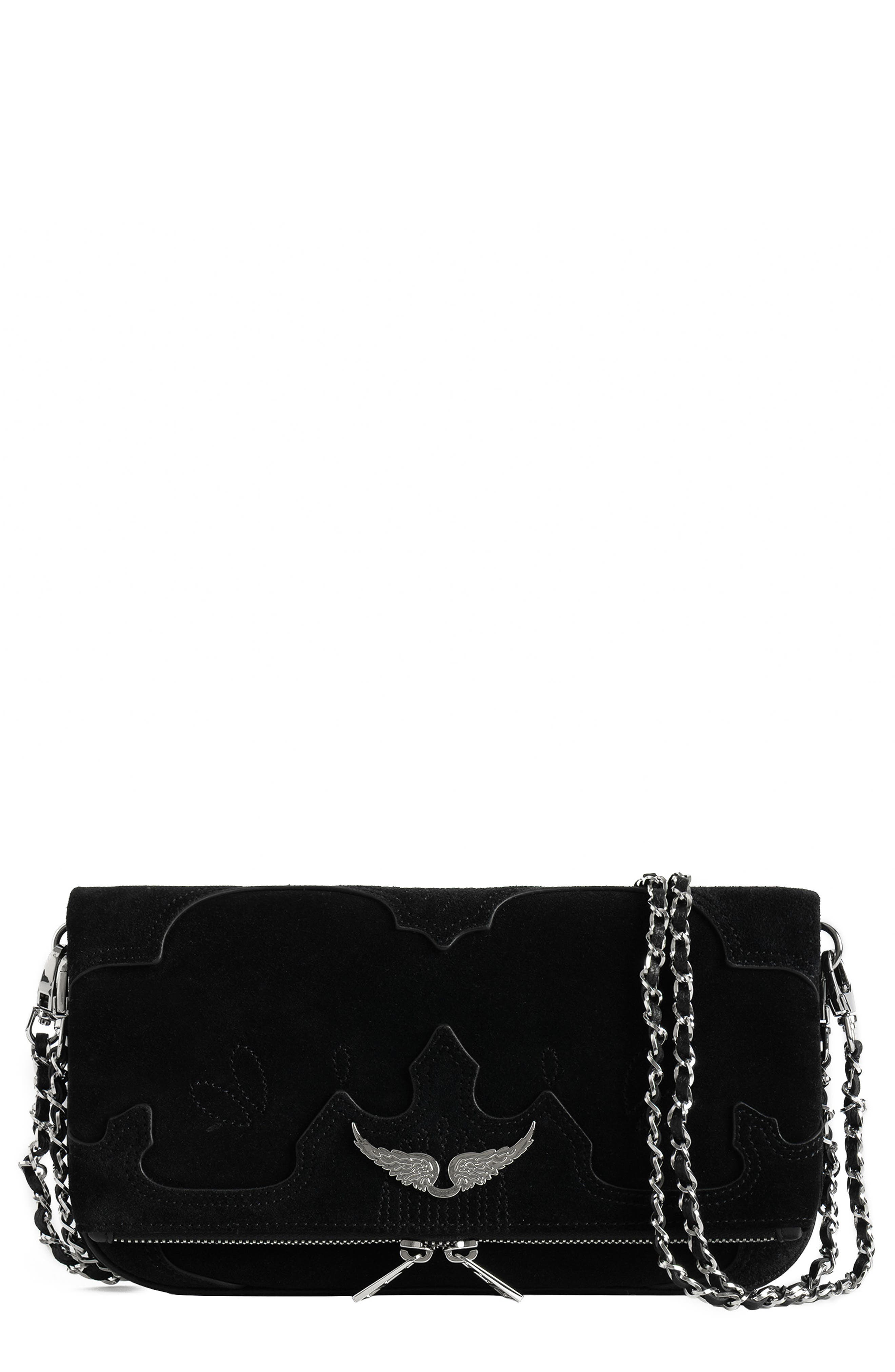 Rock Western Leather Crossbody Bag, Main, color, BLACK