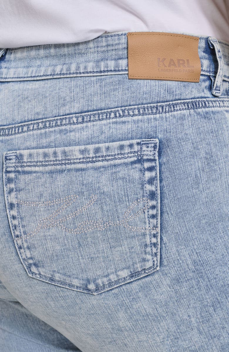 KARL LAGERFELD PARIS Crystal Cuff High Waist Jeans, Alternate, color, Ice Blue