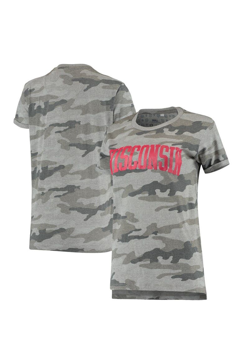 Women's Pressbox Camo Wisconsin Badgers T-Shirt, Main, color, Camo
