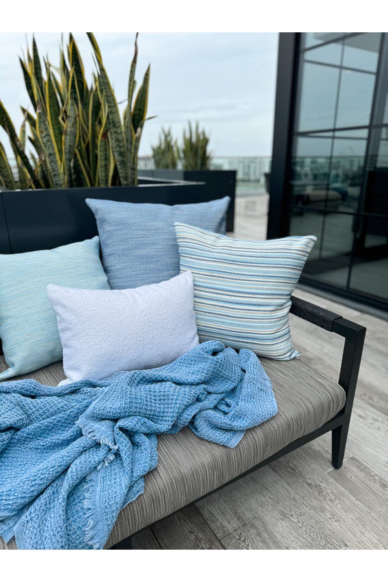Yacht Stripe Indoor Outdoor Pillow, Alternate, color, Blue