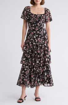 Lush Flutter Sleeve Tiered Maxi Dress
