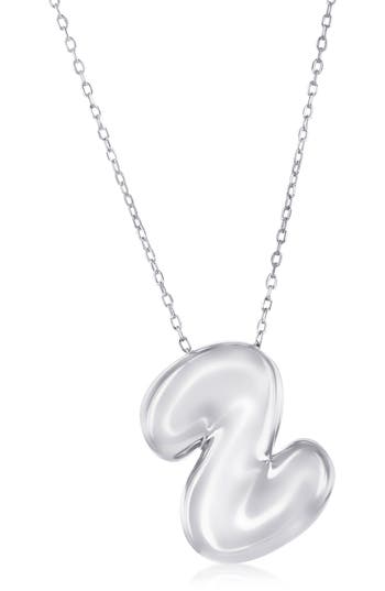 Simona Bubble Initial Pendant Necklace In Metallic