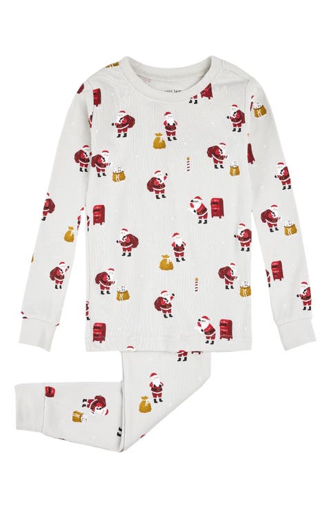 Deux Par Deux Organic Cotton Long Sleeve Two Piece Pajama Set - Printed Bouquet of Flowers