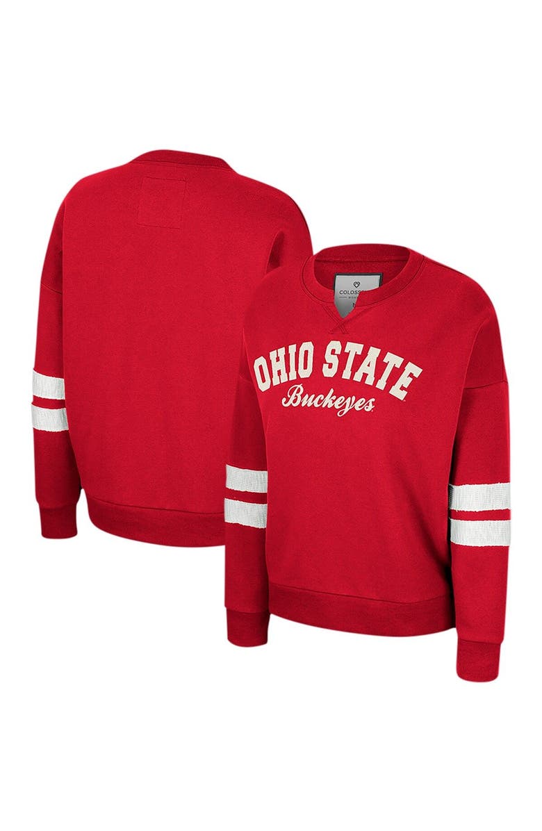 COLOSSEUM Women's Colosseum Scarlet Ohio State Buckeyes Perfect Date Notch Neck Pullover Sweatshirt, Main, color, 