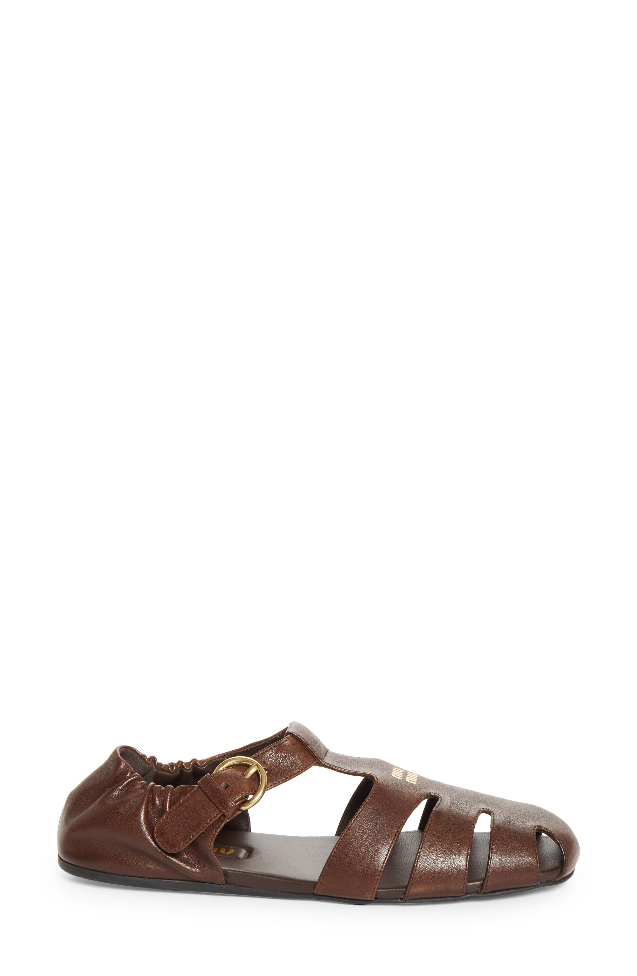 Miu Miu Ruches Fisherman Sandal, Alternate, color, 