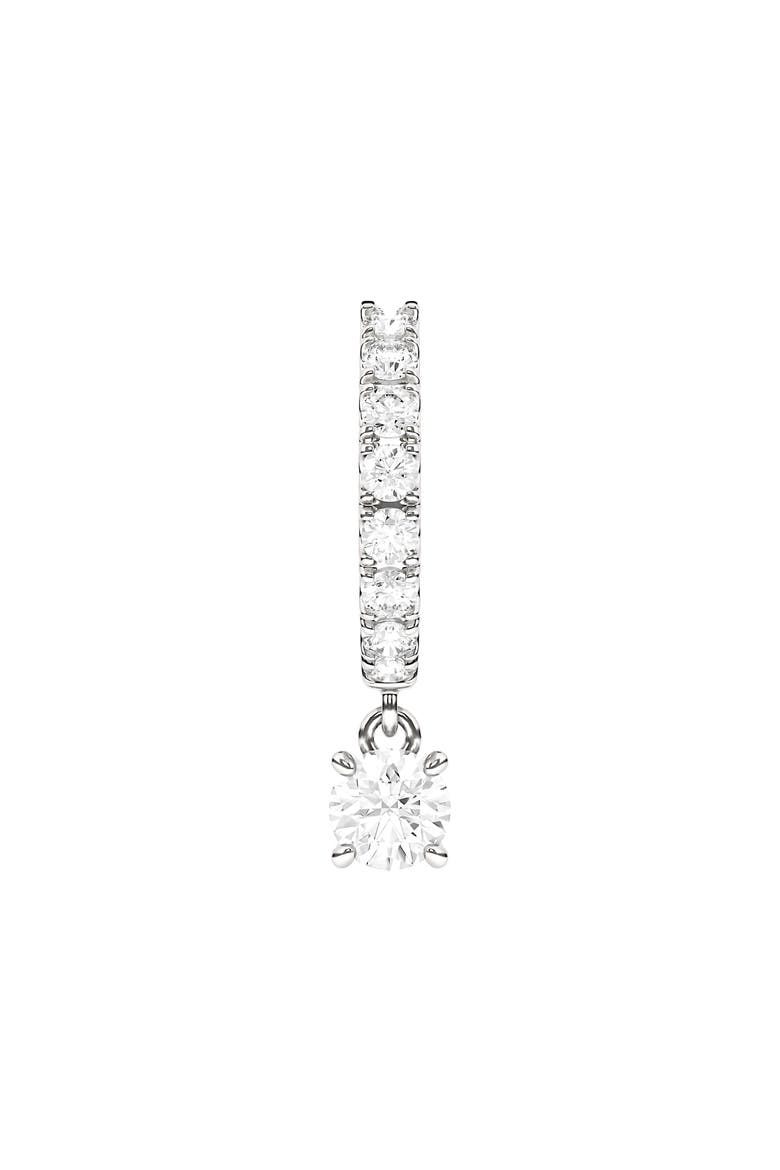Lab Created Diamond Drop Huggie Hoop Earrings, Main, color, 18K WHITE GOLD