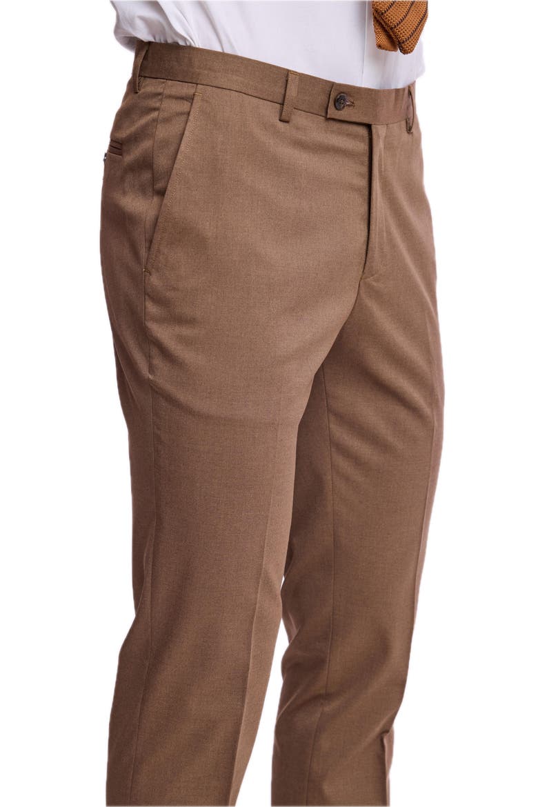 Downing Slim Fit Flat Front Dress Pants, Alternate, color, DARK CAMEL