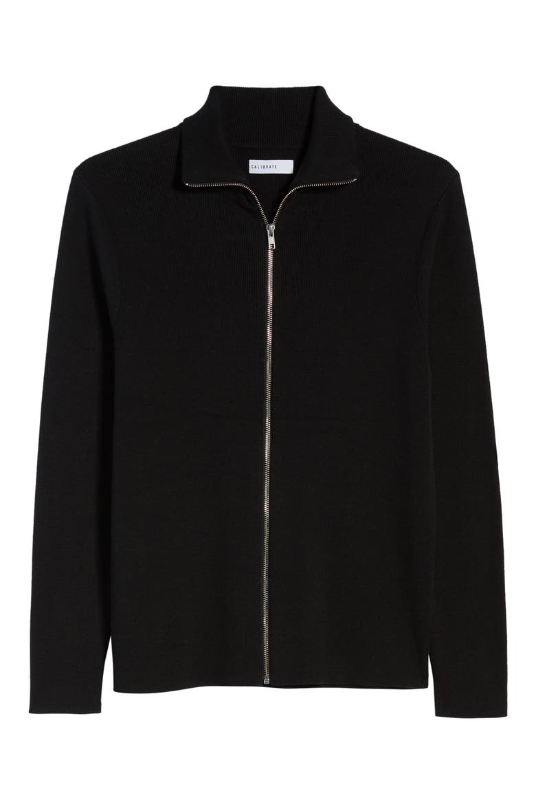 Mock Neck Zip Sweater, Alternate, color, BLACK CAVIAR