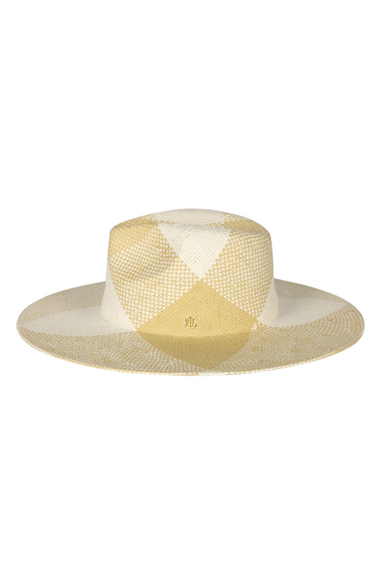 Lauren Ralph Lauren Plaid Woven Fedora Sun Hat, Alternate, color, 