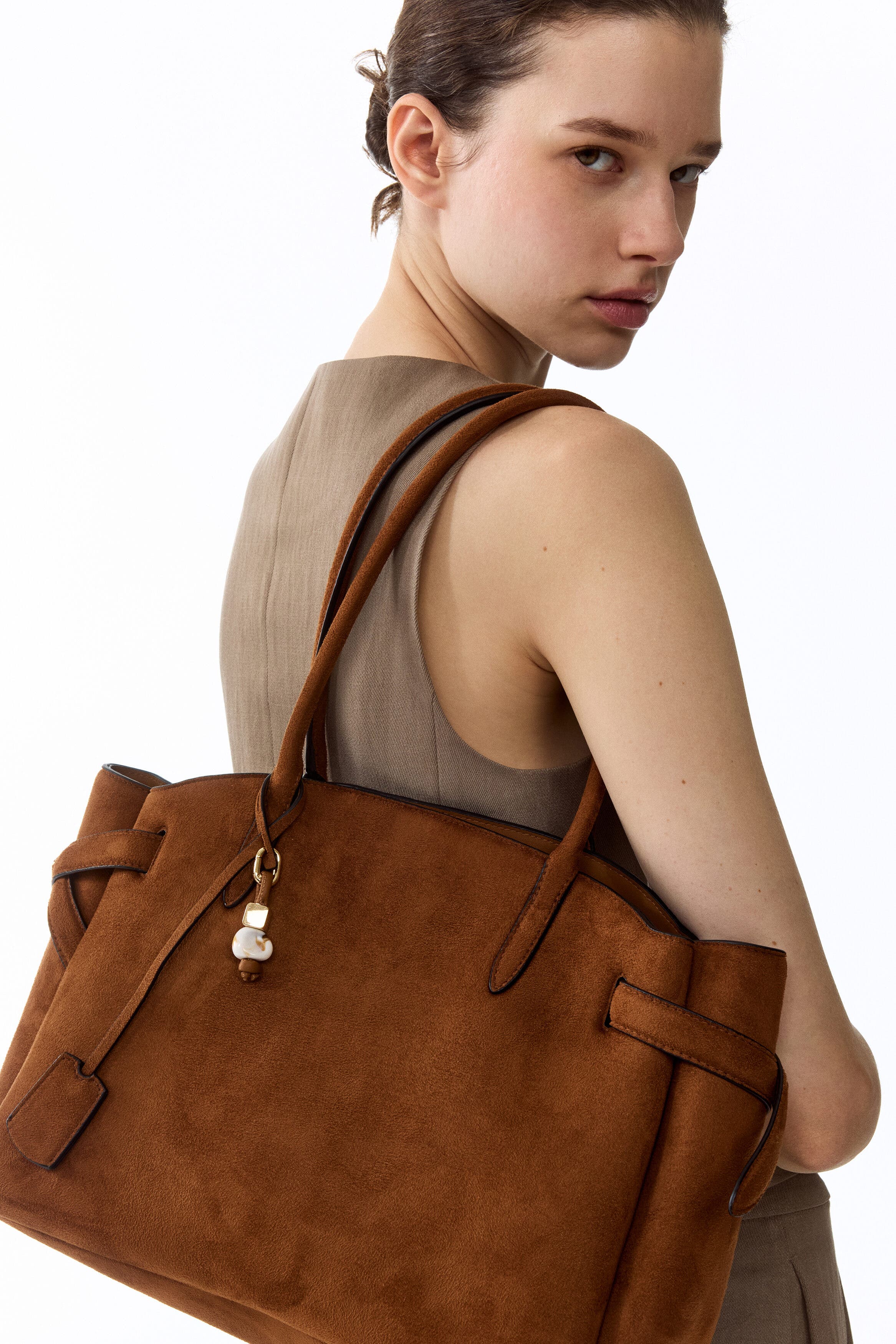 H&M Tote Bag, Alternate, color, Brown