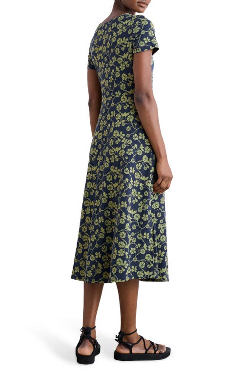 Seasalt Cornwall Veronica Print Stretch Organic Cotton Midi Dress In Blue