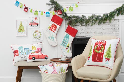 C & F Home C&f Home Village Holiday Printed & Embellished Christmas Throw Pillow In White