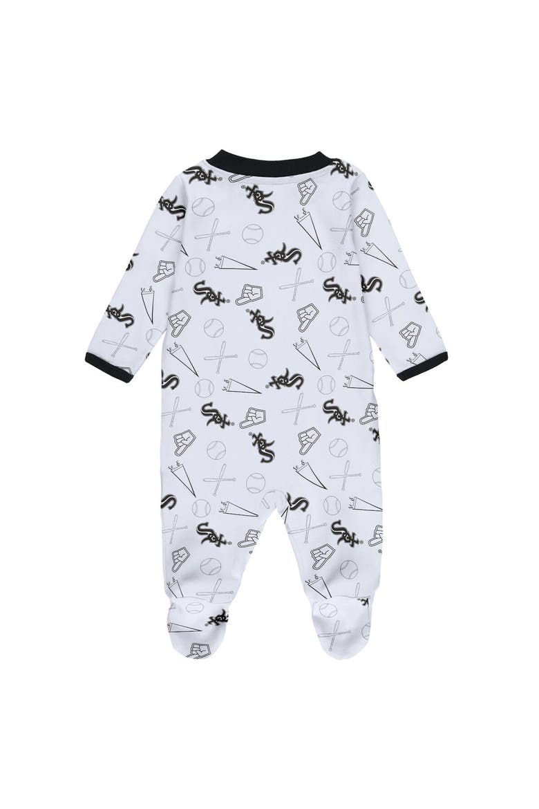 Newborn & Infant WEAR by Erin Andrews White Chicago White Sox Sleep & Play Full-Zip Footed Jumper with Bib, Alternate, color, Black