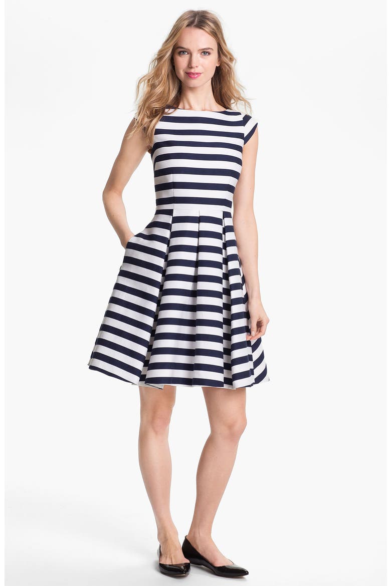 'mariella' cotton blend fit & flare dress, Main, color, FRENCH NAVY