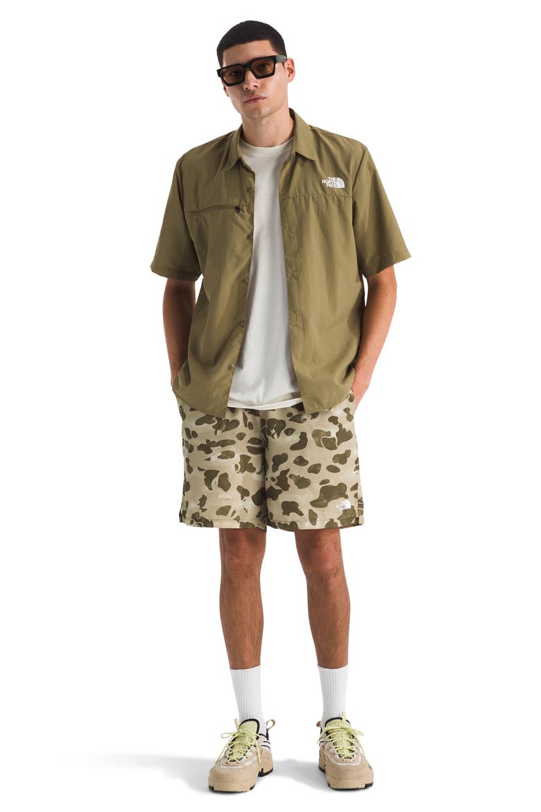 Packable Short-Sleeve Button-Up Shirt, Alternate, color, CEDAR