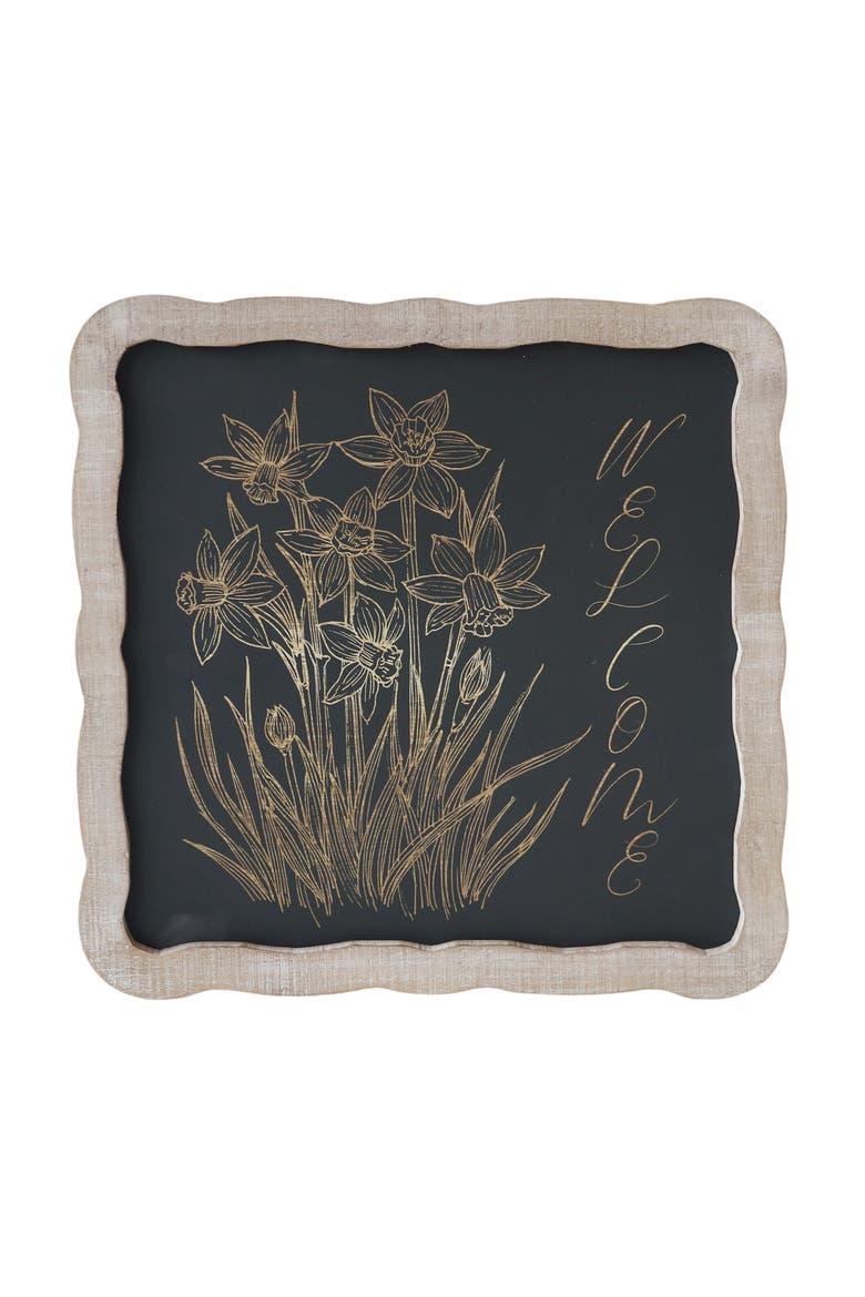 Floral Wall Sign, Main, color, Black