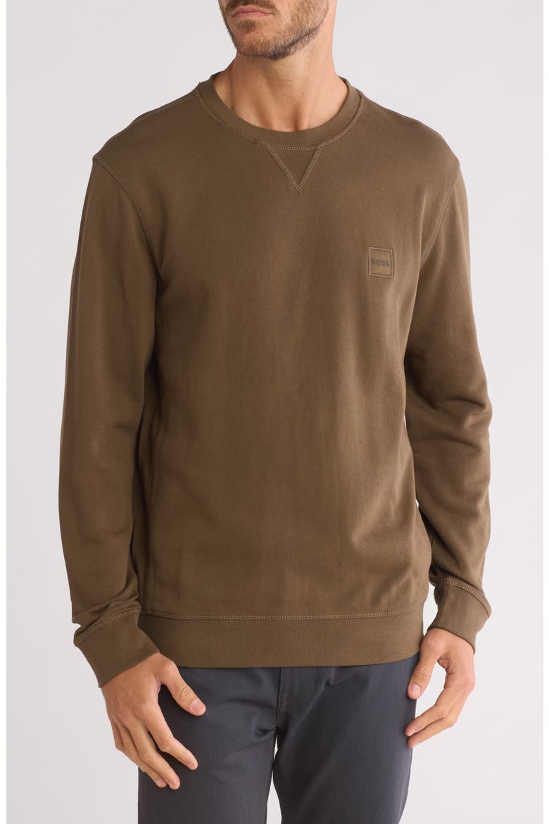 Westart Cotton Crewneck Sweatshirt, Main, color, DARK GREEN