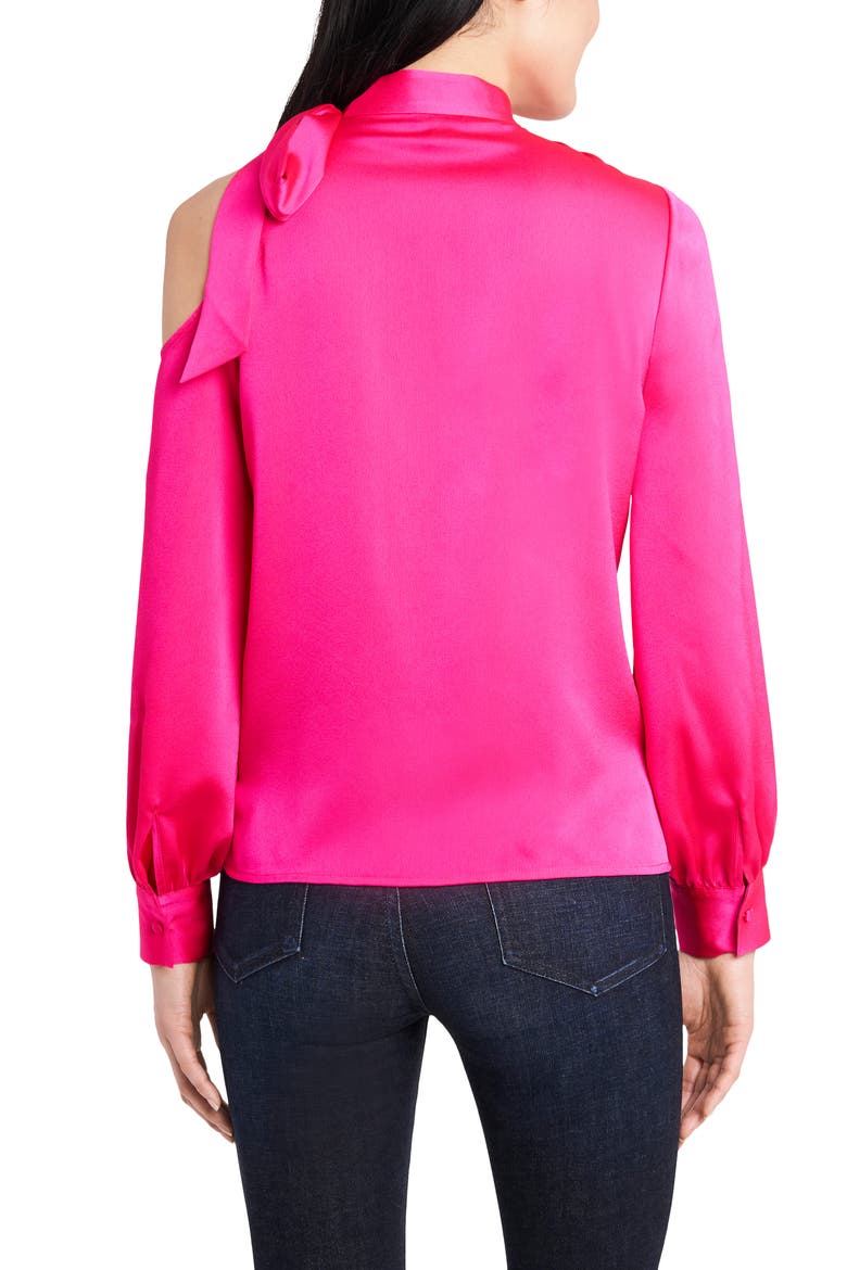 Single Cold Shoulder Tie Neck Top, Alternate, color, LEGACY PINK