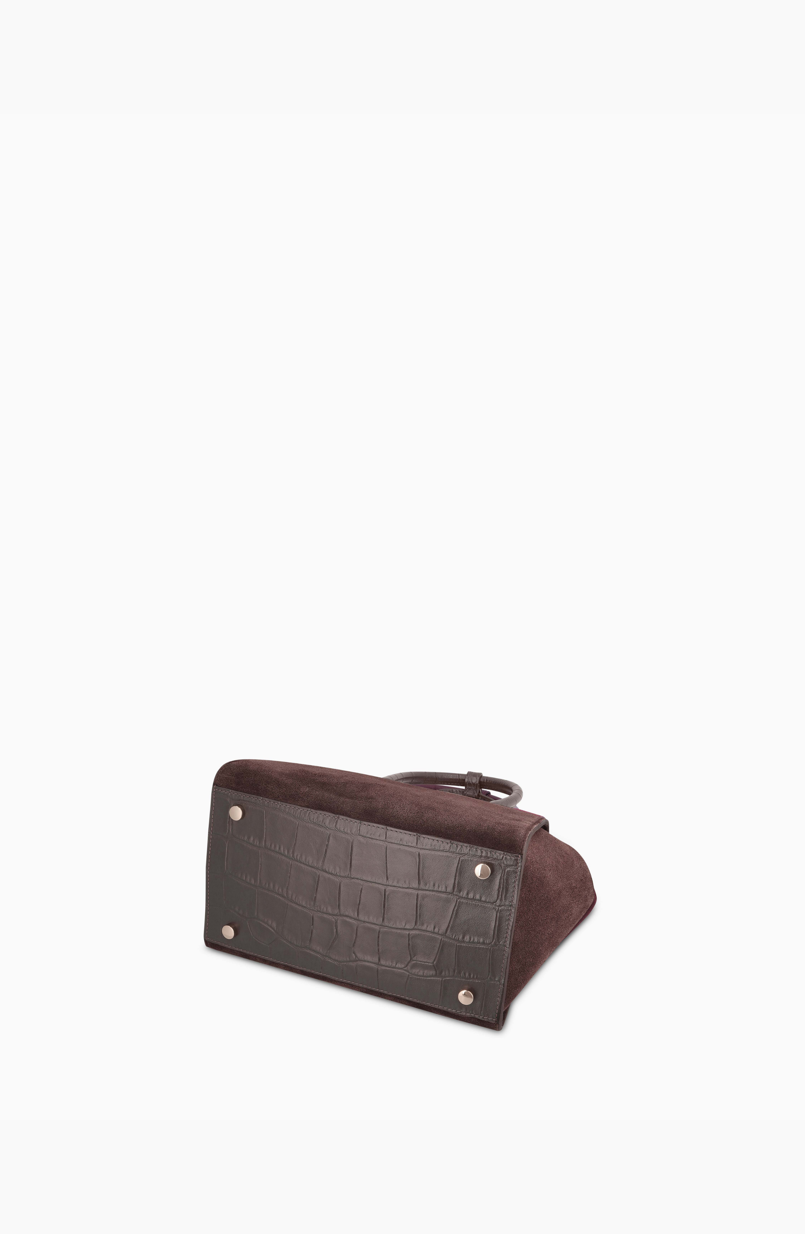 Mini Voyager Leather Crossbody Bag - Suede, Alternate, color, Suede Espresso