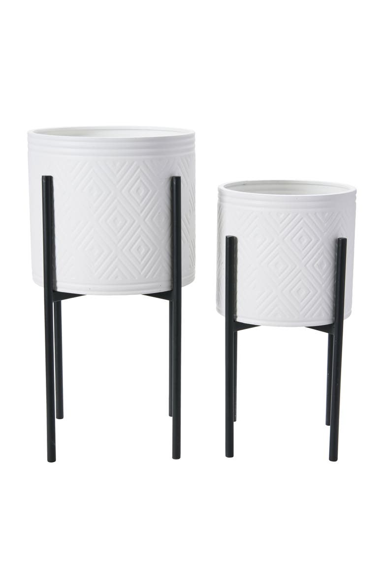 Storied Home Embossed Planters with Stands, Main, color, Black
