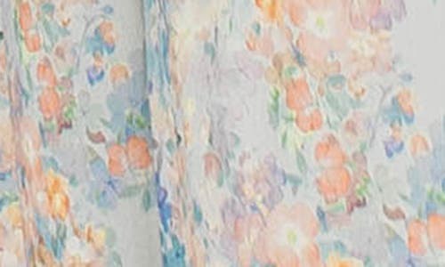 Popatu Kids' Floral Puff Sleeve Cotton Party Dress In Blue