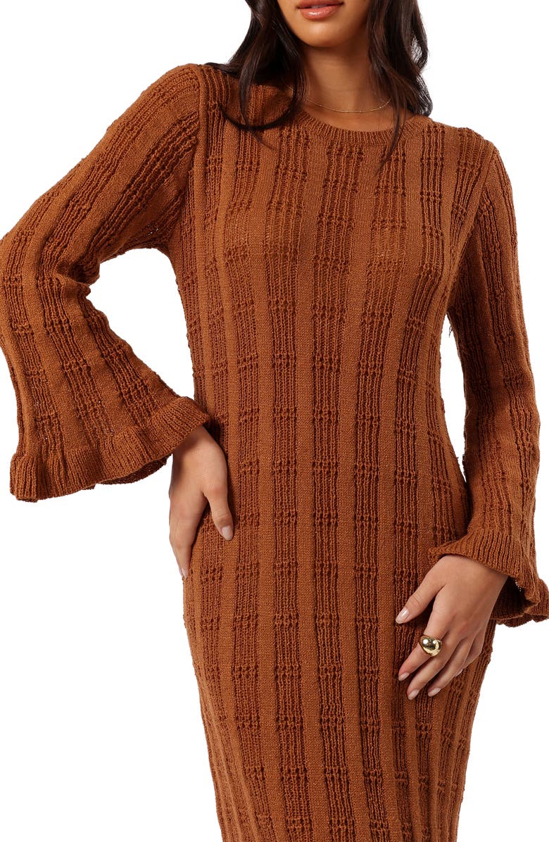 Petal & Pup Colter Rib Long Sleeve Maxi Sweater Dress, Alternate, color, Bronze