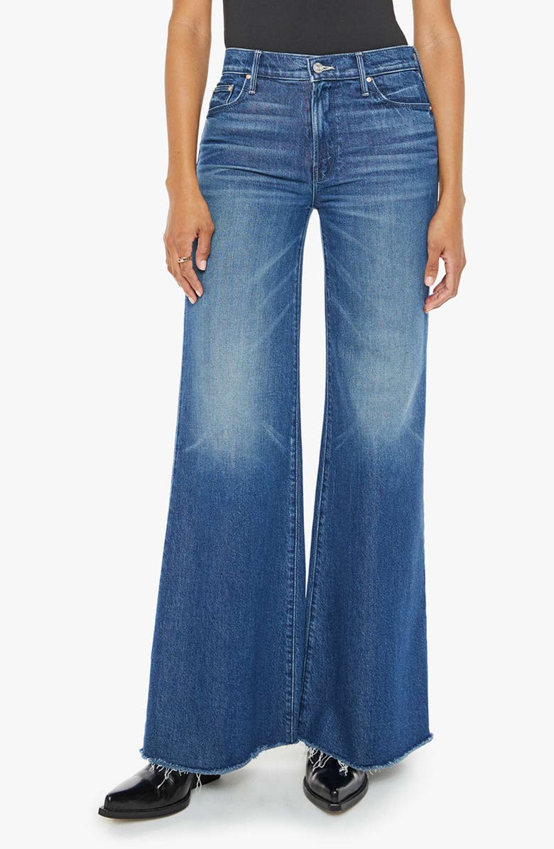MOTHER The Twister Sneak Frayed Hems Flared Wide Leg Jeans, Main, color,