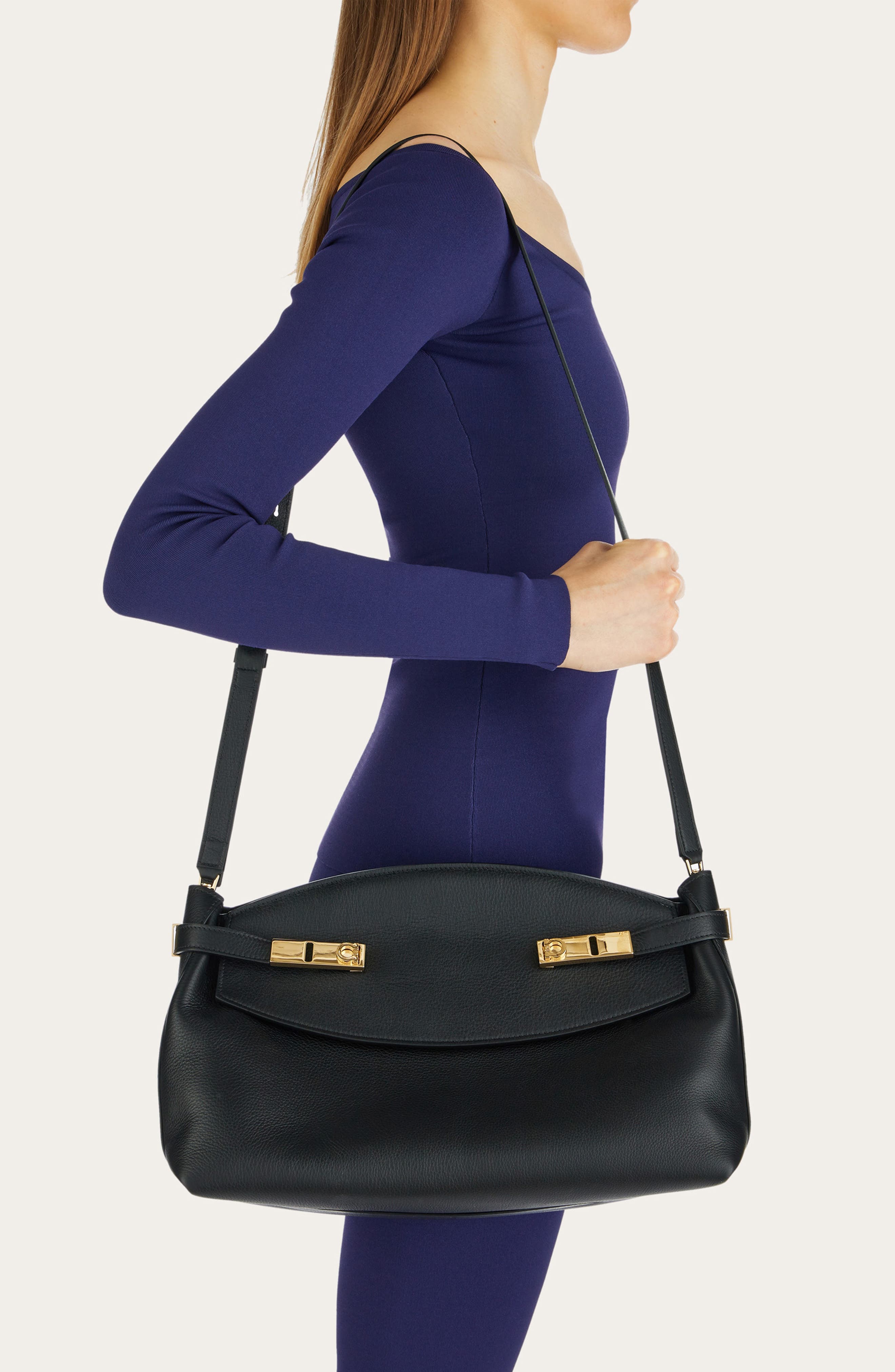 FERRAGAMO Large Hug Pouch Bag, Alternate, color, 