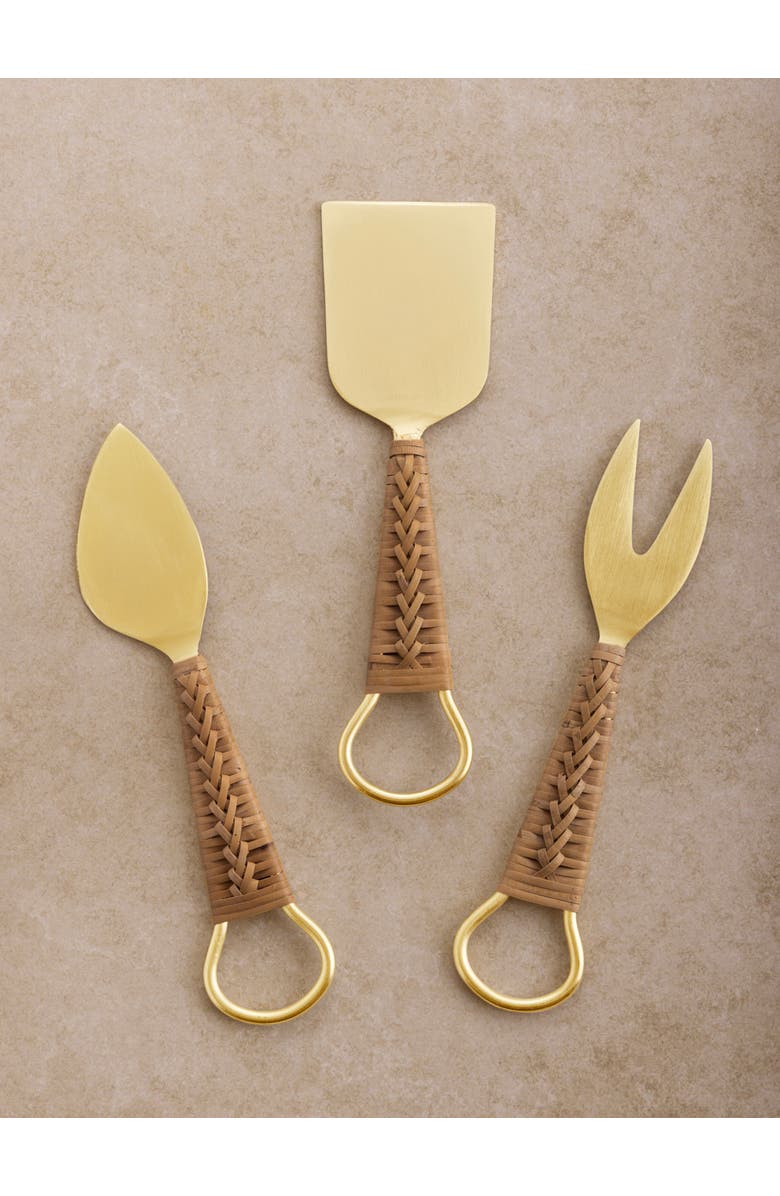 GAURI KOHLI Helsinki Cheese Knives, Set of 3, Main, color, Gold