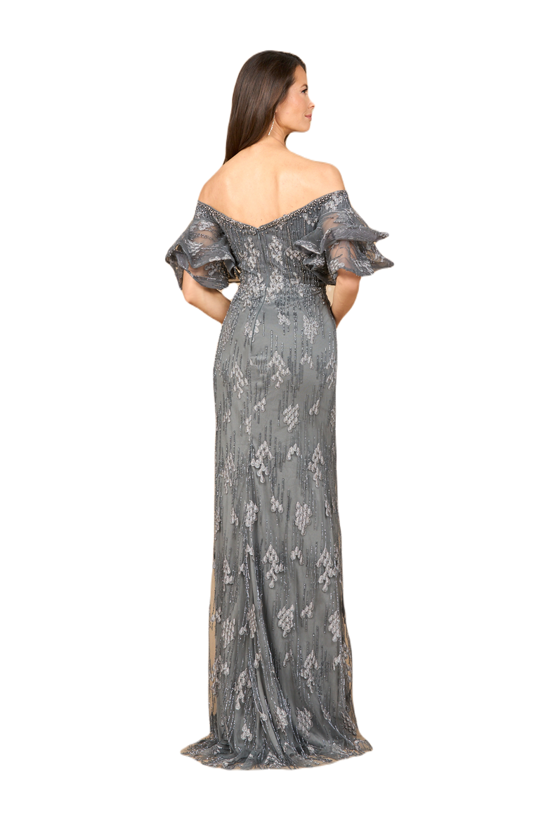 Off Shoulder Mermaid Gown, Alternate, color, Grey