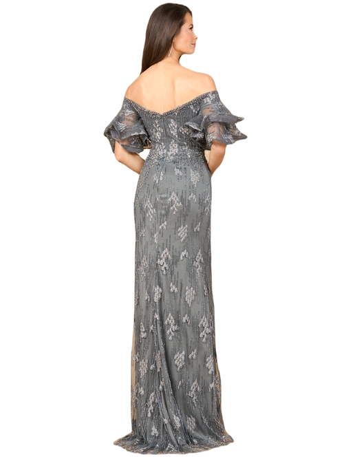 Lara New York Off Shoulder Mermaid Gown In Grey