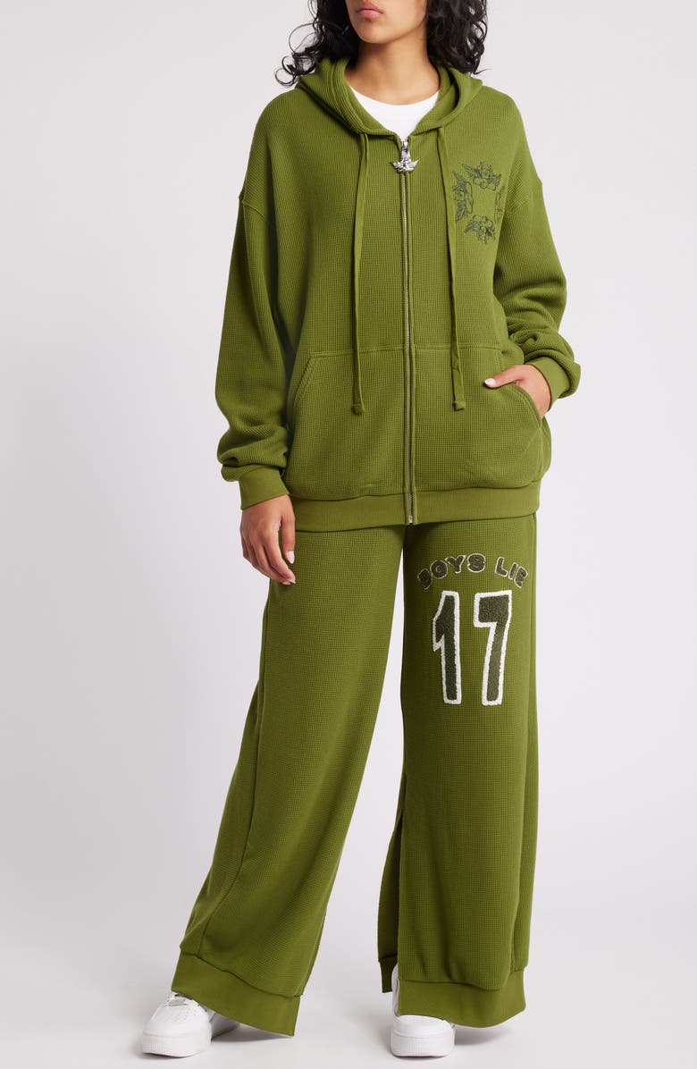 BOYS LIE Lucky Ones Harley Waffle Knit Zip-Up Hoodie, Alternate, color, 